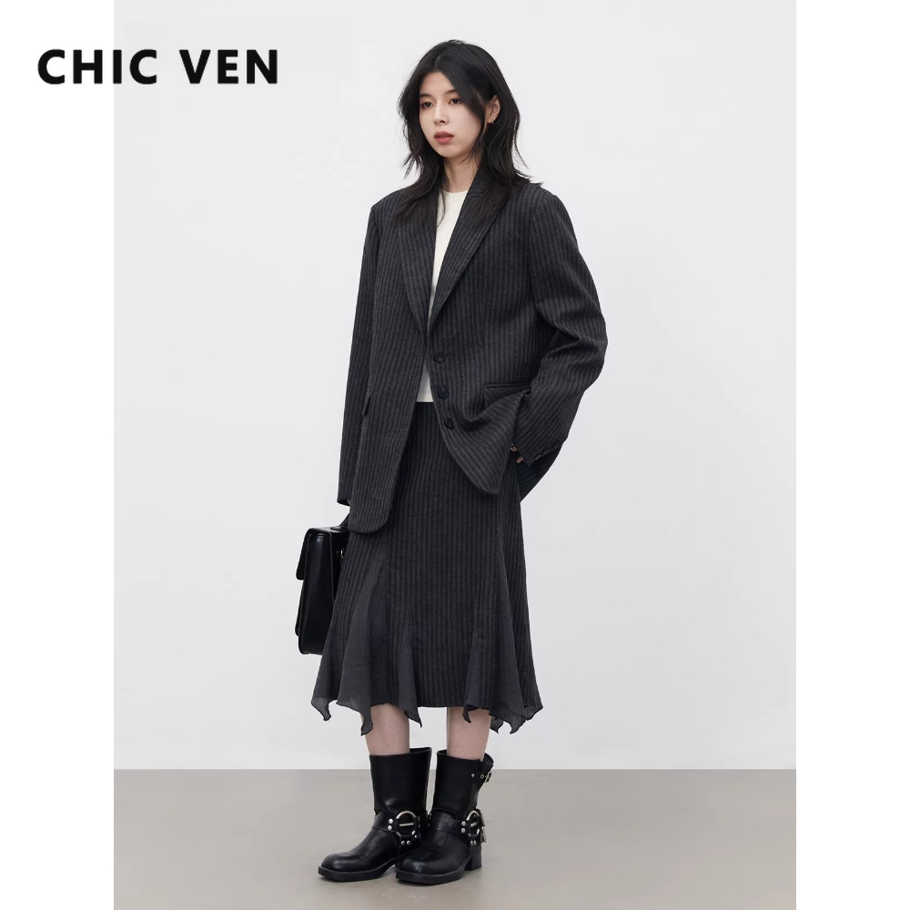 Wool Suit Jacket - Модный женский шерстяной блейзер CHIC VEN,