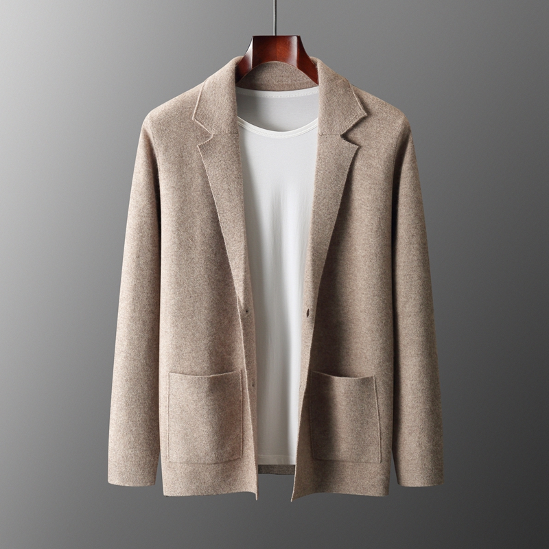 Wool Suit Jacket - Мужской трикотажный кардиган из 100% мериносовой