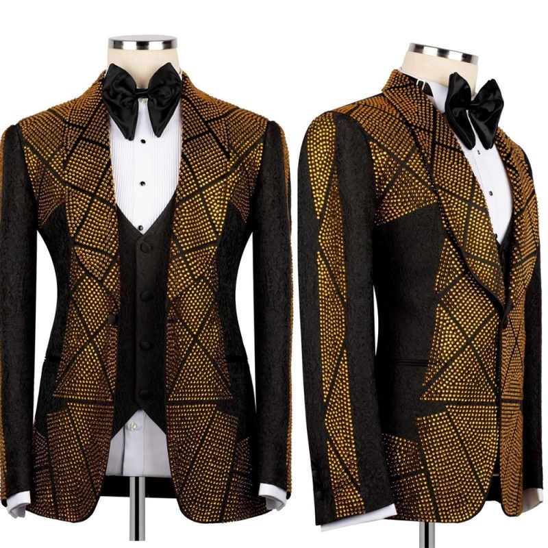 Men'S Formal Wear Attire - Мужской костюм с золотыми бусинами для