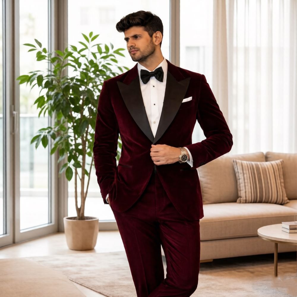 Formal Men Party Wear Jacket - Мужские бархатные костюмы Slim Fit из