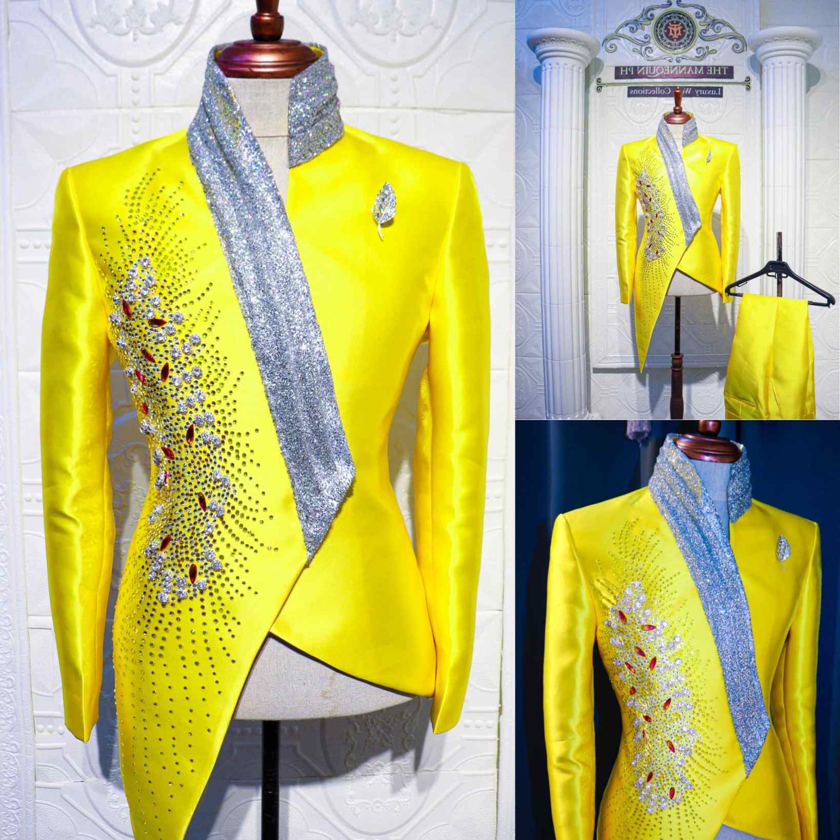 Unique Men'S Formal Wear - Модные желтые свадебные смокинги, уникальный комплект