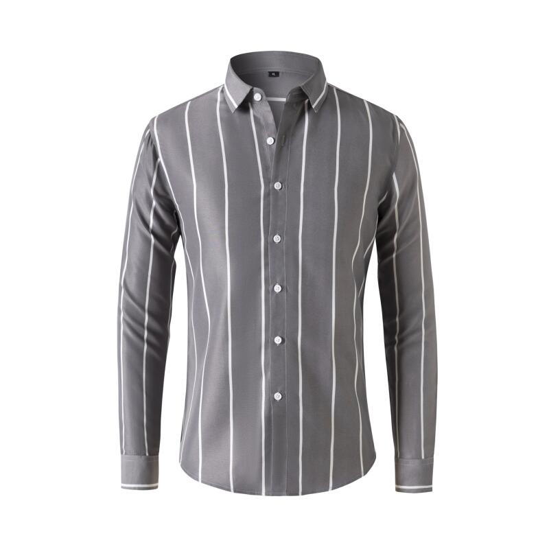 Mens Formal - Мужская полосатая рубашка с длинным рукавом,