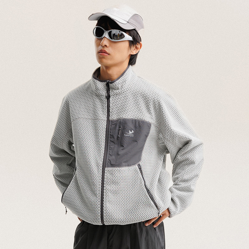 Wool Suit Jacket - Осенне-зимняя флисовая куртка с волнистыми полосками