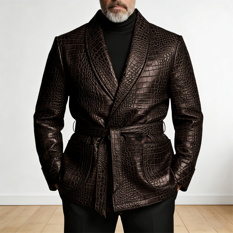 Formal Men Party Wear Jacket - ﻿ Мужской кожаный пиджак с крокодиловым