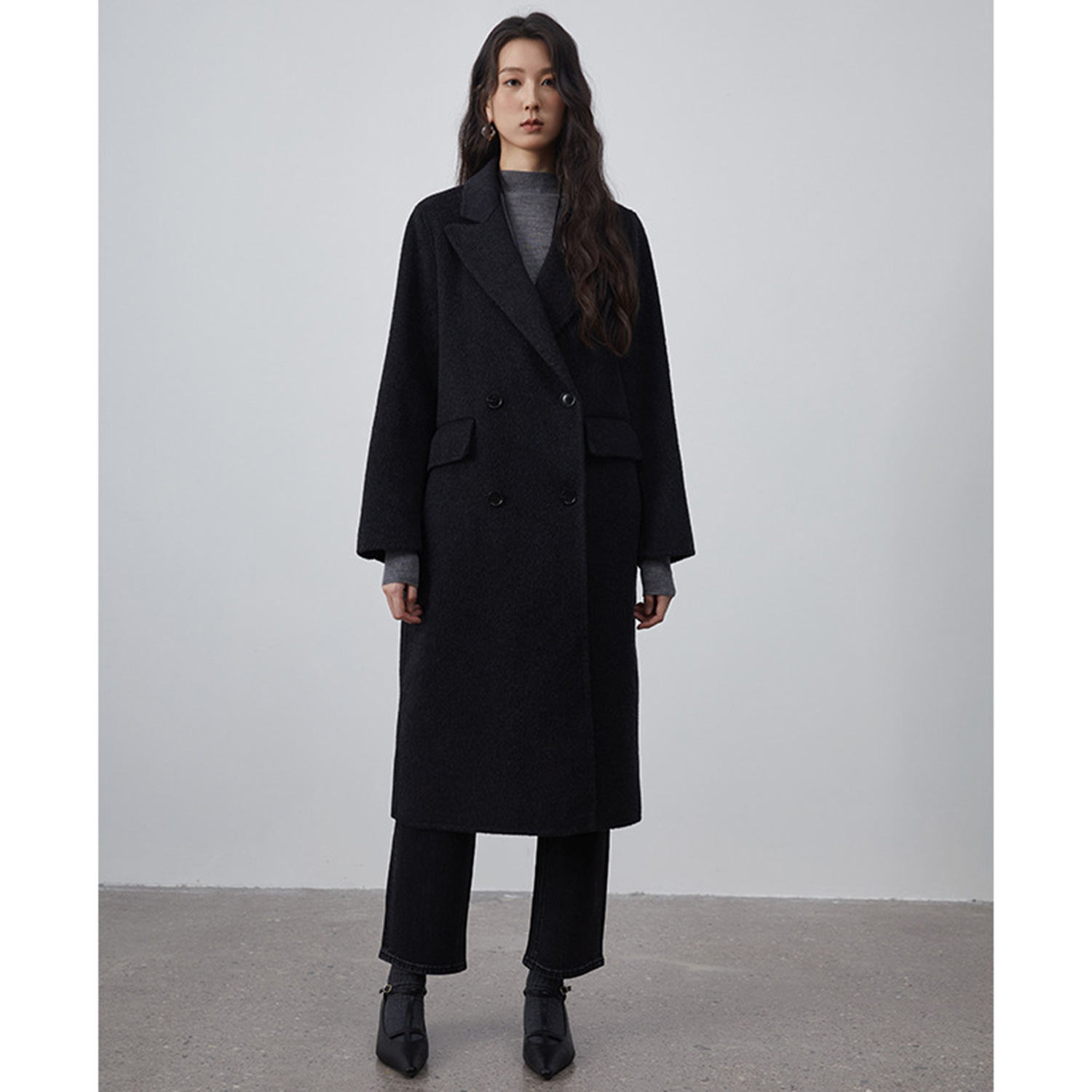 Wool Suit Jacket - Женский костюм Allingentle: длинный шерстяной двубортный