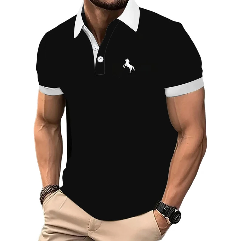 Men Formal Wear Clothes - Мужская рубашка-поло, с коротким рукавом, градиент