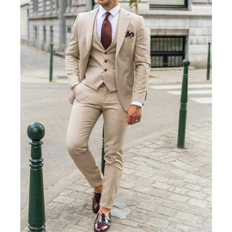 Men Formal Wear Wedding Guest - Мужской костюм с заостренными лацканами, приталенный,