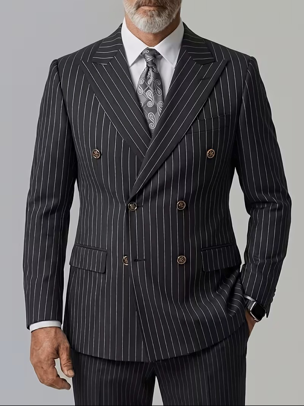 Formal Men Party Wear Jacket - Мужской черный пиджак в тонкую полоску